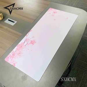 Mouse Pads Bilek Dinlenme Pembe Kiraz Çiçekleri Hız Kilit Kenti Kenar Büyük Doğal Kauçuk Fare Pad Su Geçirmez Oyun Masası Mousepad Klavye Matını Bayanlar İçin