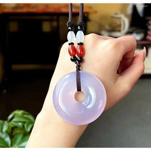 Pendant Necklaces Wholesale -like Large Grade A Violet Chalcedony Safety Buckle Full Purple Agate Sweater Chain Gift