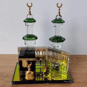 Saudyjska Arabia Travel Stuvenirs Mekka Clock Tower Kaaba Architektura Kryształowe modele na Bliskim Wschodzie Muzułmańskie Dekory tabletopa 240403