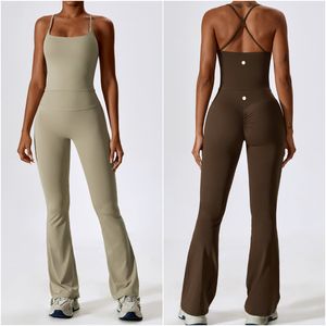 LL-8232 Roupa de ioga feminina Duas peças conjuntos de colete de colete calças calças de calça extrair esportes de esporte, com fatos de roupas esportivas de cintura alta e elástica de calça alta e elástica