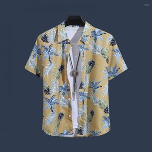 Men's Casual Shirts Breathable Short Sleeve Men Top Shirt Tropical Style With Colorful Print Quick Dry Fabric For Vacation