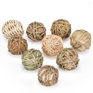 Dekoracyjne figurki 9pcs Multi-Style Balls ręcznie robiony 3-calowy wystrój stołu domowego Naturalny praktyczny rattan wiklinowy jadalnia