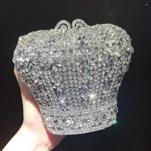 Totes Fashion Hollow Out Crown Women Bags da sera passi passi da sposa Cruci per feste di diamanti Rhinestones Regalo per la custodia femminile