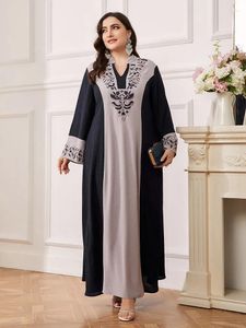 Etniska kläder plus storlek abaya för eleganta kvinnor muslimska broderier långa maxi klänningar kalkon dubai kaftan islamisk eid ramadan arabisk mantel