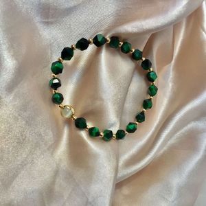 Instagram الكوري المقطوع الأزرق النمر الأخضر العين الحجر العصري الكريستال حلقة واحدة المجوهرات السوار الأبيض