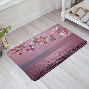 Carpets Lake Cherry Blossom Water Surface Pink Flower Kitchen Doormat Bedroom Bath Floor Carpet House Hold Door Mat Area Rugs Home Decor