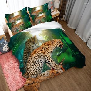 Bedding Sets 3D Quilt Cover Pillow Case Duvet Shell Bed Sheet Full Double Single Leopard Home Textile