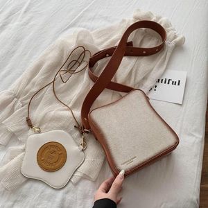 Bag 2024 Fun Toast Egg Design Crossbody Pu Leather Fashion Women Purses And Handbags Girl's Shoulder Female Clutch