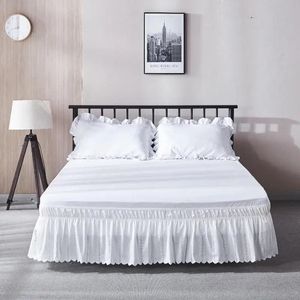 Wrap Around Ruffled Lace Bed Skirt Elastic Dust With Adjustable Belts Drop White Frame Cover Multiple Size Options 240415