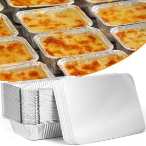 Tools 50Pcs Aluminum Foil Pans With Lids 100ml Baking Tray Non-Stick Tins Rectangle Liners
