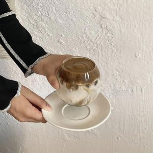 Vinglas för minoritetsstil retro kaffekoppplatta fett pir glas restaurang frukost mjölk latte sodavugg cocktail