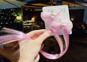 10Pairlot Cartoon Hair Bows For Girls Sequin Net Yarn Hair Clips med Long Wig Hairgrips Princess Party Kids Accessories92022554515994