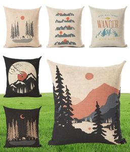 Shabby Chic Home Decor Winter Mountain Cushion Cover Camp Throw Pillow Case för soffa stol utomhus naturskönskulor 45 cm cojine8402914