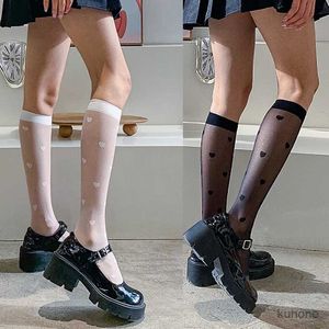 양말 hosiery sexy jk 여자 스타킹 로리타 유니폼 얇은 긴 양말 실크 스타킹 사랑 심장 검은 무릎 양말 여름 속옷을 통해보세요