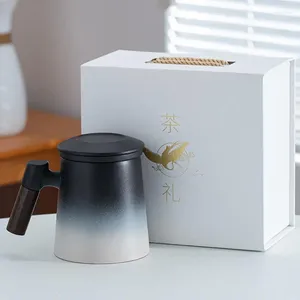 Mugs Tea Cup Infuser Lid Gradient Embossed Ceramic Water Mug Dust Proof Coffee Maker Multipurpose