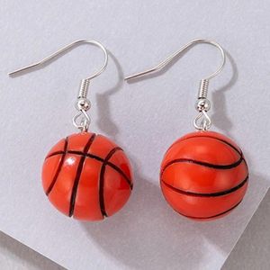 Kolczyki Dangle Modna okrągła żywica 3D Basketball Kobiety upuszczenie kolczyków ozdobnych ozdoby butikowe prezent urodzinowy dla dziewcząt