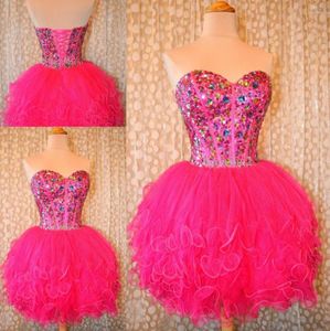 2015 Neue schöne kurze Heimkehrkleider Schatz Perlen Crystal Graduation Dresse Organza Mini Prom Formal Kleid WD1772951130