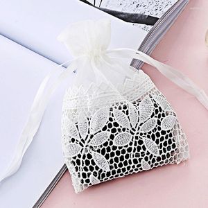 Hediye sargısı organze çantaları düğün iyilikleri konuklar için iyilikler çanta küçük kese el yapımı dantel takı örgü bebek duş 13x18cm