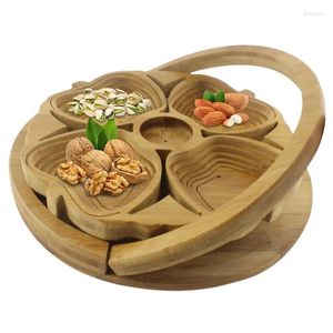 Пластины сухофруктная корзина в форме яблока деревянная складная тарелка бамбуковая лоток декоративная прочная для орехового яйца