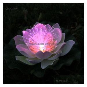 Dekorative Blumen Kränze künstlich wasserdichte LED -Glasfaser Licht schwimmend weiß Lotus Lilie Party Nachtdekoration D5515200523 Dr. Dhunx