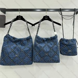 Kompositpåsar designer hobo handväska kedja blå denim axelväska klassisk underarm strandpåse tote väska crossbody väska lyx plånbok mynt shopping väskor