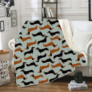 Blankets Sofa Cushion Yoga Mat Blanket Picnic Thick Double-layer Plush Dachshund Sausage Print Carry Tapestry Wholesale