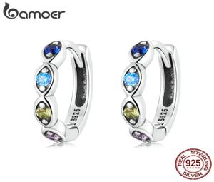 Hoop Huggie Demon Eye Ear Buckles for Women 925 Sterling Silver Rainbow Zirconium Earrings Trendy Ears Fine Jewelry Gift 2210087043855