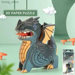 3D головоломки Динозавр 3D Paper Puzzle для детей Образование Montessori Toys Смешная DIY Ручная сборка Трехмерная модельная игрушка для мальчика Y2404150S5O