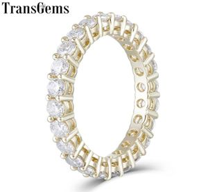 Transgems 10K Yelllow Gold Eternity Wedding Band for Women 25mm Moissanite FカラーアニバーサリーゴールドリングウェディングギフトY190612035172703