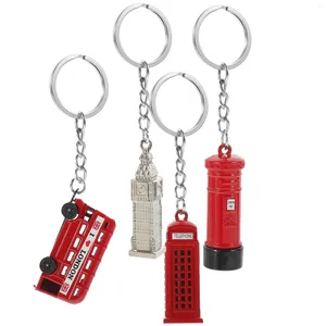Gift Wrap London Keychains Double-Decker Bus Phone Booth Mail Box Big Ben Key Rings souvenir presenter Väska Purse Plånbokens mobiltelefon eller