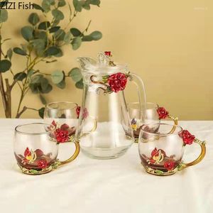 Tee-Sets transparent hitzebeständige Glas Tee-Set Teekanne Europäischer Stil kreativer Büro Wasser Cup Home Küche Kaffee Kuh