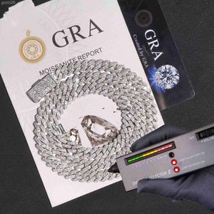 Designer halsbandskedja pass Test 8-14 mm bred GRA Moissanite Diamond Gold Sterling Sier Cuban Link for Men hip Hop 8phb