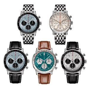 Novos relógios para homens quartzo assistir Breit Navitimer Aviação B01 Aço inoxidável Sapphire Sapphire Crystal Glass Surface Sports Sports Montre Luxe Wristwatches para homens