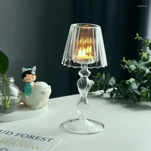 Mum tutucular ev dekor mum ışığı akşam yemeği aksesuarları yatak odası düğün Avrupa şeffaf cam kristal yemek masası tutucu
