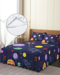 Planeta de desenho animado cósmico Sun Astronauta Salia elástica Elastic da colcha de colchão de colchão de colchão de colchão 240415