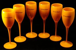 6 X Champagne Orange Flutes حفلات جديدة ونزهات أكريليك نبيذ غير قابلة للكسر