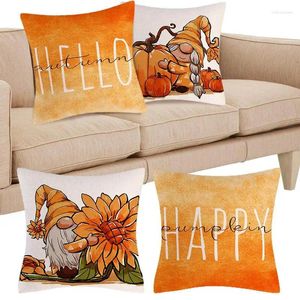 Kudde Thanksgiving Cover Pumpkin Fase Uppsättning av 4st Couch Decorations Hemtillbehör mjukt bekvämt