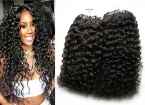 Mongolskie perwersyjne kręcone mikro pierścienie przedłużanie włosów podwójnie narysowanie Virgin Brazylian Remy Hair Kinky 200g Human Micro Loop Hair Ex3896438