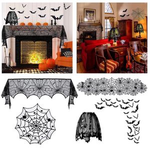 Table Cloth Halloween Decorations Black Lace Tablecloths Runners Curtains Door Fireplace Birthday Party For Men