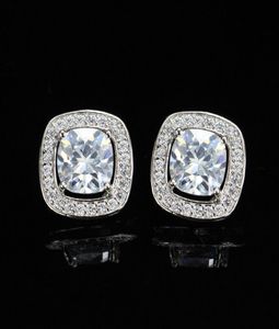 Top Grade Multicolor Square AAA Cubic Zirconia Designer Earrings Stud Designer Copper Jewelry 16mm White Blue Red Diamond Silver G2125047