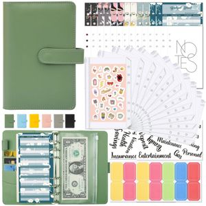 A6 Binder Budget Planner Notebook Coperchi di copertine Cartella A6 Dimensioni 6 fori tasche di legante Plastica Incellaio per risparmio di denaro per cerniera in plastica 240410