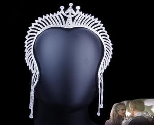 Queen Atlanna Mera Movie Aquaman Cosplay Accessories Women Girls Jewelry Rhinestone Trident Crown Long Tassel Luxurious Headwear J6648831