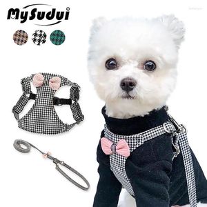 Dog Collars Lovely Bow Harness And Leash Set Adjustable Soft Puppy Vest Safety Lead Rope For Small Medium Outdoor Walking Supplies