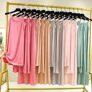 Casual Dresses Summer Women's Suspende Dress Sexy Female Stretchy Soft Spaghetti 80 To 90 110cm Long Under Petticoat Wild Bottoming