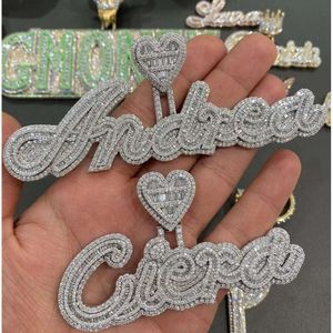 Customize Letter Name Sier Iced Out Pendant Vvs Moissanite Hip Hop Necklace For Gift