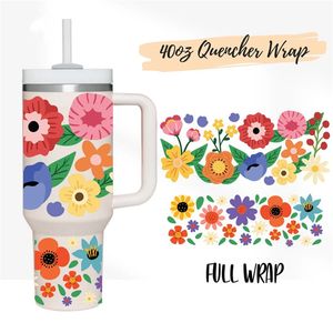 UV DTF Cup Wrap Transfer Stickers For Cups Mugs Tumblers Libbey Can Glass Coffee Wrap 40OZ 40 OZ Printing Custom Label Sticker 1000 Patterns Decals DIY Waterproof DHL