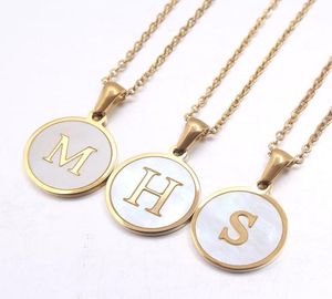 Newest Luxury Gold Color 26 Letter Necklaces Alphabet Shell Pendant Necklace Fashion Chain Necklace For Women Men Jewelry5650131