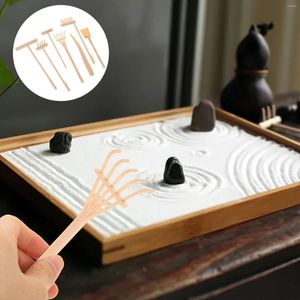 Decorative Figurines Zen Garden Kit Sand Rake Table Accessories Small Desktop Sandbox Plastic Tool Child