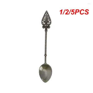 Kaffescoops 1/2/5st Byzantine Medieval Retro Staff Spoon Sugar Tea Dessert Scoop Cake Mini Glass Carving Alloy Teskoon