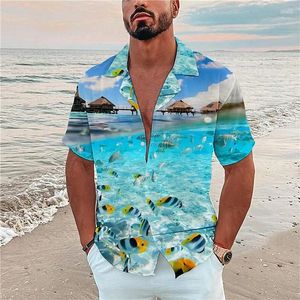 Camisas casuais masculinas Hawaii camisa acampar